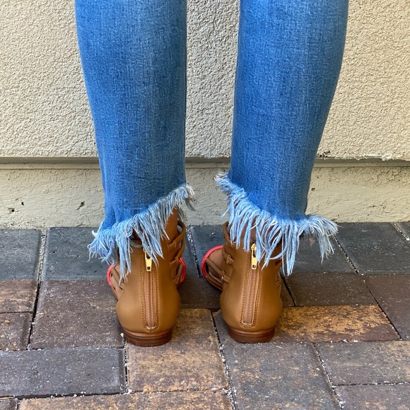 Colorblock Minimalist Huarache Ankle Strap Sandals - Picture 8 of 10